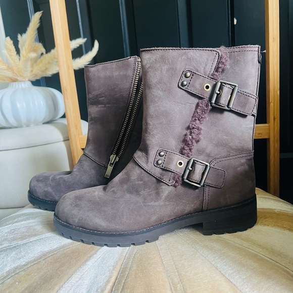 UGG Dark Brown Boots with Buckle Accents - Picture 4 of 7